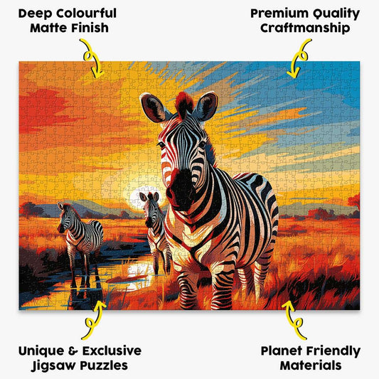 Sunset Zebra Puzzle - Bespoke Jigsaw Puzzles - Local Puzzle 
