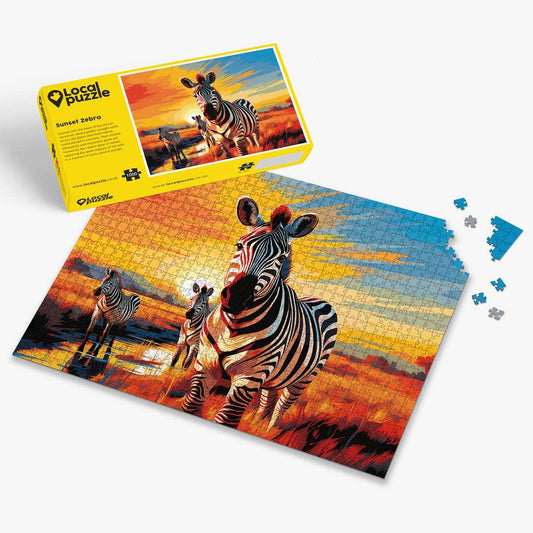 Sunset Zebra Puzzle - Bespoke Jigsaw Puzzles - Local Puzzle 