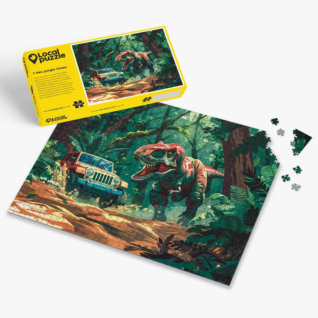 T-Rex Jungle Chase Puzzle - Bespoke Jigsaw Puzzles - Local Puzzle 