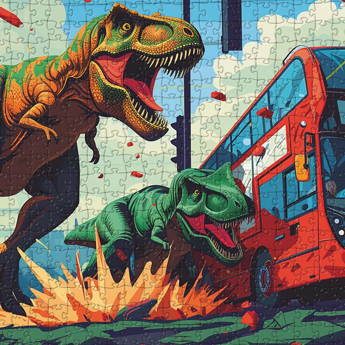 T-Rex Rampage London Puzzle - Bespoke Jigsaw Puzzles - Local Puzzle 