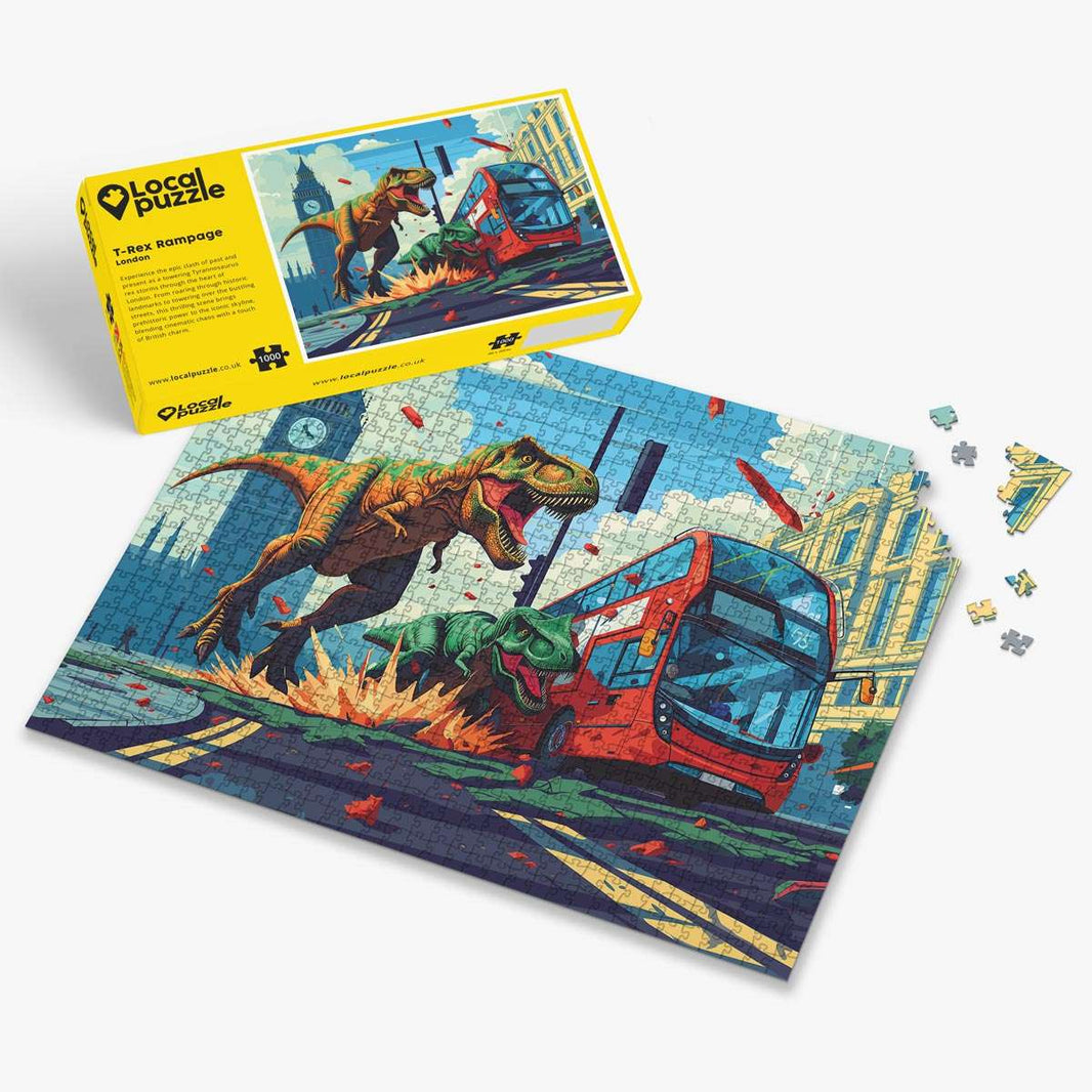 T-Rex Rampage London Puzzle - Bespoke Jigsaw Puzzles - Local Puzzle 