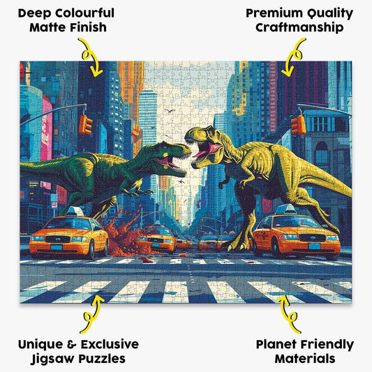 T-Rex Rampage New York Puzzle - Bespoke Jigsaw Puzzles - Local Puzzle 