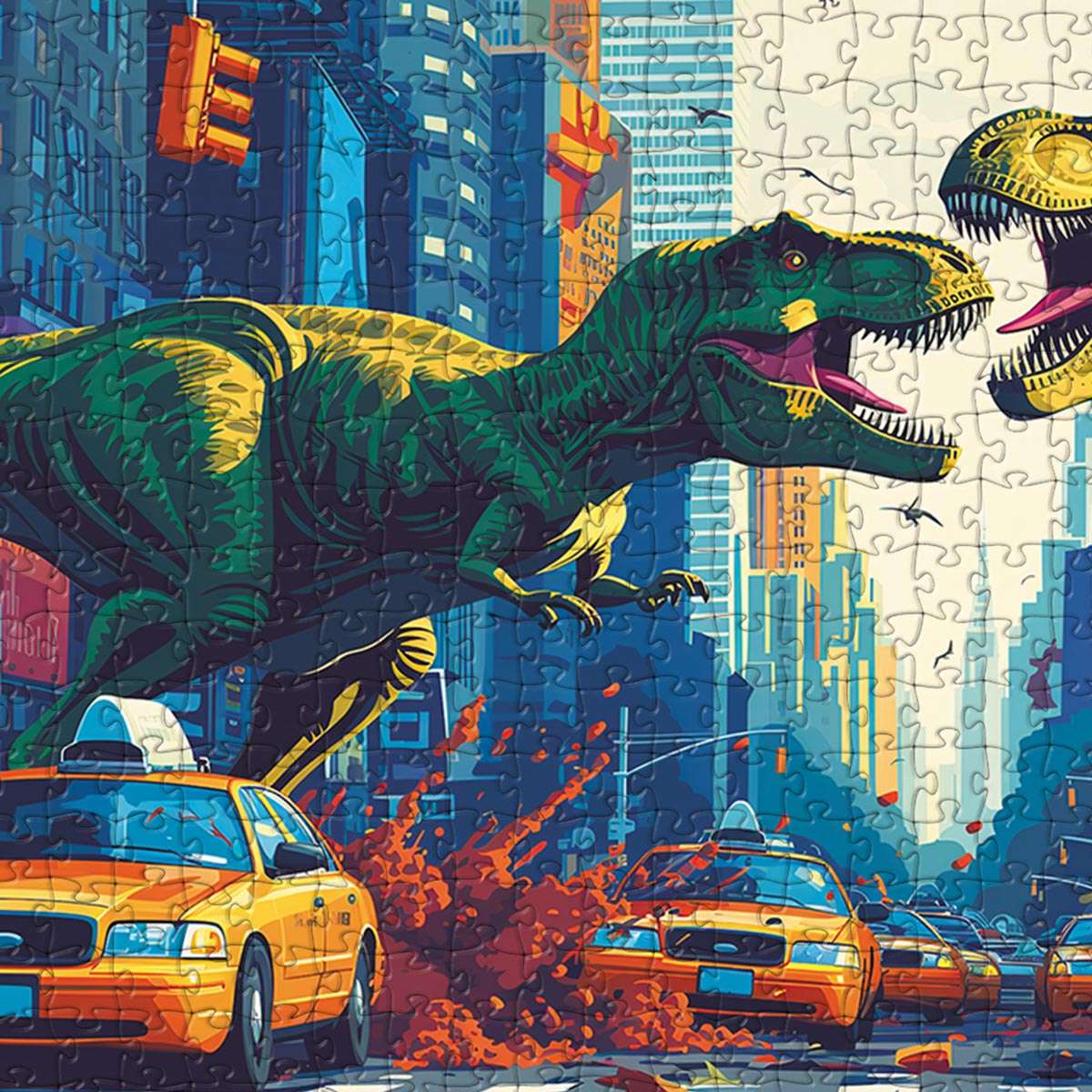 T-Rex Rampage New York Puzzle - Bespoke Jigsaw Puzzles - Local Puzzle 