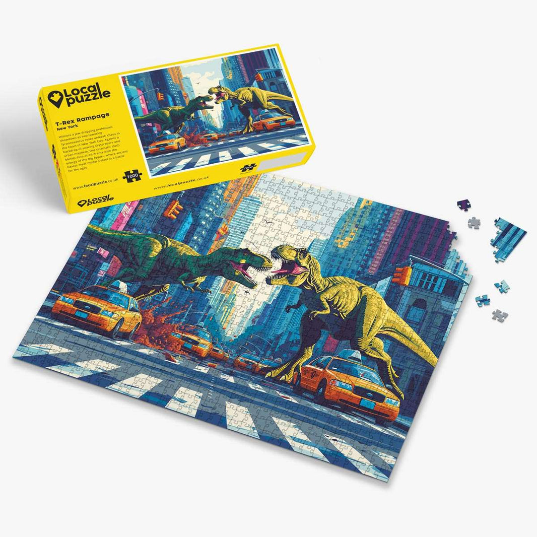 T-Rex Rampage New York Puzzle - Bespoke Jigsaw Puzzles - Local Puzzle 