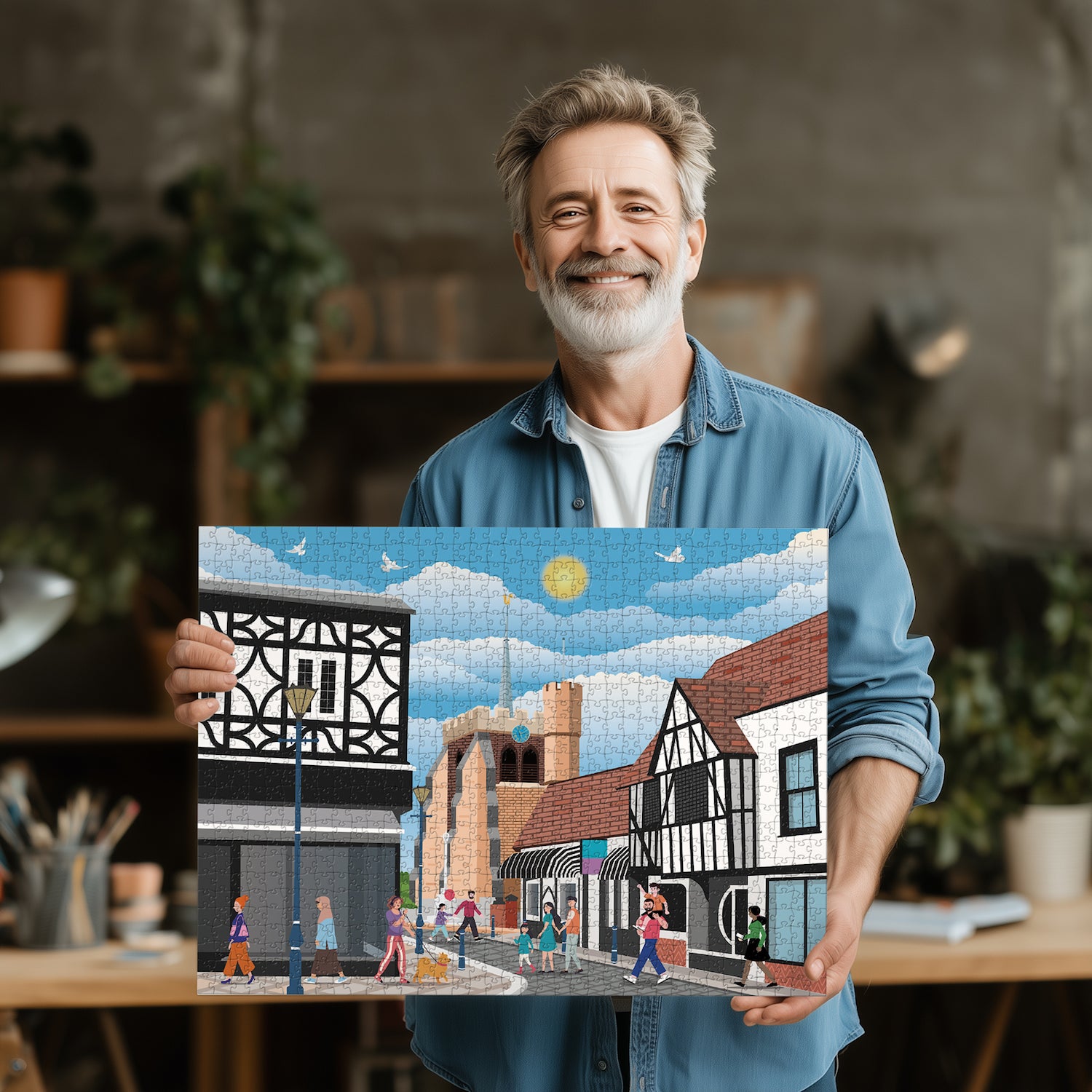 Hitchin Town Centre Puzzle - Bespoke Jigsaw Puzzles - Local Puzzle 